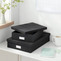 Canvas Desk Storage Box Set of 2 - Brightroom™ Gray