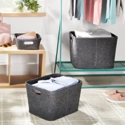 Felt Basket with Stitching - Brightroom™ Dark Gray