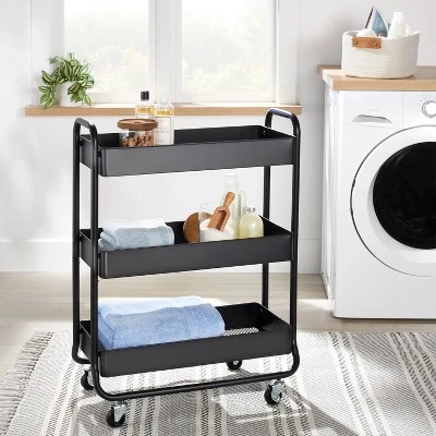 Wide Metal Utility Cart Black - Brightroom™ 3 Wide Metal Utility Cart Black - Brightroom™