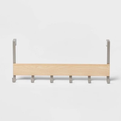 Large Over the Door Hook with Wood 6 Hooks - Brightroom™ Matte Black 5 Large Over the Door Hook with Wood 6 Hooks - Brightroom™ Matte Black - Image 3