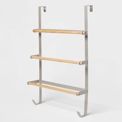 Over the Door Tiered Towel Rack with Wood - Brightroom™ Brushed Nickel 4 Over the Door Tiered Towel Rack with Wood - Brightroom™ Brushed Nickel - Image 2