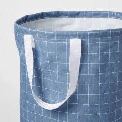 Scrunchable Round Laundry Hamper Blue Stitch Grid - Brightroom™ -Brightroom shop GUEST 49ba5d15 a021 41c8 8c7b 186ee47047ea