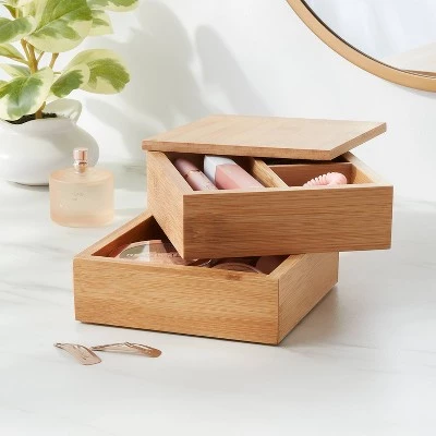 6" x 6" x 4" Square Swivel Hinge Bamboo Countertop Organizer - Brightroom™ 3 6" x 6" x 4" Square Swivel Hinge Bamboo Countertop Organizer - Brightroom™