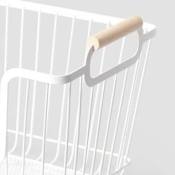 Metal Stackable Wire Pantry Basket with Rubber Wood Handle White - Brightroom™ -Brightroom shop GUEST 762ca60e 2f07 461f b615 3926ab6e8ad6