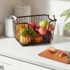 Metal Stackable Wire Pantry Basket with Rubber Wood Handle Black - Brightroom™ -Brightroom shop GUEST 76c6db89 34de 4b9e a95a c041d2717845