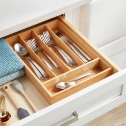 Bamboo 5 Compartment Flatware Drawer Organizer Brown - Brightroom™