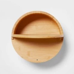 9" x 4" Circular Hinge Lid Bamboo Countertop Organizer - Brightroom™ -Brightroom shop GUEST 81297cee 828e 489b 8a0f ef51bc16d46d