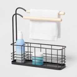 Wire Bath Caddy with Wood Hangbars Black - Brightroom™ 5 Wire Bath Caddy with Wood Hangbars Black - Brightroom™ -Brightroom shop GUEST 99c5550e c5d3 4da3 96d8 28f0ba822966