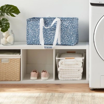 Scrunchable Laundry Tote Textured Blue - Brightroom™ 3 Scrunchable Laundry Tote Textured Blue - Brightroom™