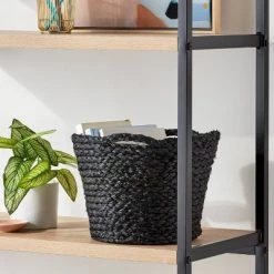 Round Braided Rafia Basket Black - Brightroom™
