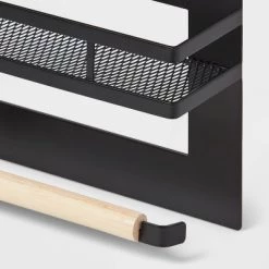 Metal Magnetic Side of Fridge Organizer with Mesh Shelf with Powder Coated Finish Black - Brightroom™ -Brightroom shop GUEST bbf9cba6 a777 47a3 b5ed a5491dfdf208