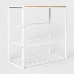 4 Tier Shoe Rack White Metal with Natural Wood - Brightroom™ 6 4 Tier Shoe Rack White Metal with Natural Wood - Brightroom™ -Brightroom shop GUEST e32ffecb 965c 4487 ac95 3f04d2974f16