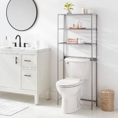Over The Toilet Storage Brushed Nickel Metal - Brightroom™ 3 Over The Toilet Storage Brushed Nickel Metal - Brightroom™