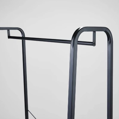Single Shelf Garment Rack Black Metal with Natural Wood - Brightroom™ 4 Single Shelf Garment Rack Black Metal with Natural Wood - Brightroom™ - Image 2