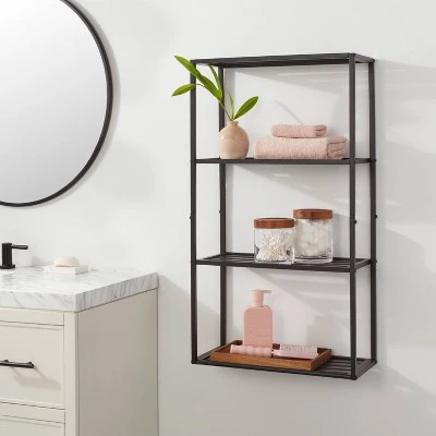 Tall Wall Shelf Black Metal - Brightroom™ 3 Tall Wall Shelf Black Metal - Brightroom™