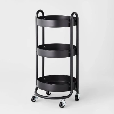 3 Tier Round Metal Utility Cart - Brightroom™ Gray 5 3 Tier Round Metal Utility Cart - Brightroom™ Gray - Image 3
